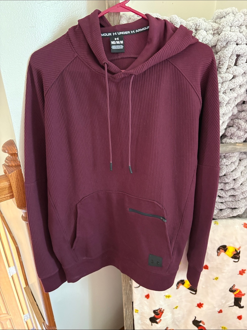Under Armour Maroon Ribbed Pullover Hoodie